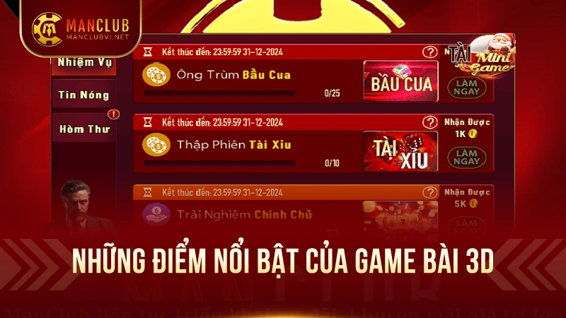 Game Bài 3D ManClub: Thế giới game bài đẳng cấp 1 Những Điểm Nổi Bật Của Game Bài 3D